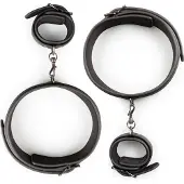 Easytoys Fetish Collection - Thigh & Wrist Cuff Set - Duurzaam - Kunstleer - Bondagetouw - Handboeien Seks - BDSM - BDSM Toys - Rollenspel - Rollenspel Erotiek - Erotisch Spel - Handboeien Speelgoed - Zwart