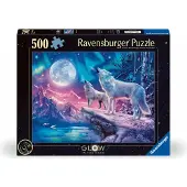 Ravensburger puzzel Star Line - Wolf im Nordlicht - 500 stukjes glow in the dark.