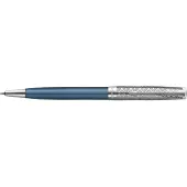 Parker Sonnet vulpen | | Roestvrij staal en blauwe lak| Fijne penpunt met zwarte inkt navulling | geschenkdoos