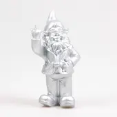 Stoobz Design Stoobz kabouter f*ck you zilver 20cm zilver Kunststof Tuinbeeld