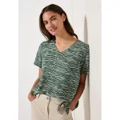 Cecil Dames V-hals blouse met print - Groen - XXL