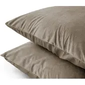 Sleeptime Kussensloop (Per 2 st) - Taupe/Grijs - Velvet - 60x70 cm