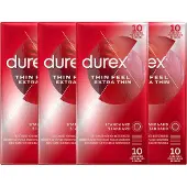 Durex - Condooms - Thin Feel - Extra Thin - 4x 10 stuks - Voordeelverpakking