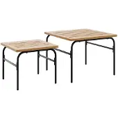 vidaXL 2-delige Tuintafeltjesset staal bruin en zwart