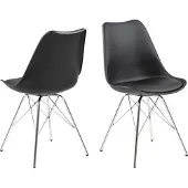 Hioshop 4 x Erin eetkamerstoel zwart, chroom.