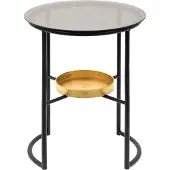 Clayre & Eef Bijzettafel Ø 43x55 cm ijzer glas