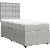 vidaXL Boxspring met matras fluweel lichtgrijs 100x200 cm