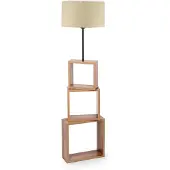 Opviq - Houten Vloerlamp - MDF/Hout - Crème