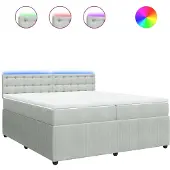 vidaXL Boxspring met matras fluweel lichtgrijs 200x200 cm