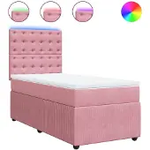 Super Merchant Boxspring met matras fluweel roze 100x200 cm