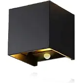 Enzo LED Wandlamp 2x3W up&down vierkant zwart 2700K + sensor - 5082077