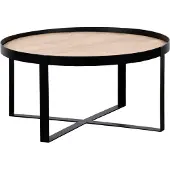 QUVIO Salontafel Anna – Rond – FSC-gecertificeerd mangohout – Zwart – Naturel