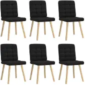 vidaXL Eetkamerstoelen 6 st stof zwart
