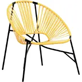 vidaXL Tuinstoel Egg poly rattan zwart en geel