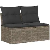 vidaXL 2-delige Loungeset met kussens poly rattan acacia grijs