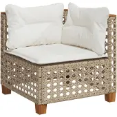 vidaXL Tuinhoekbank met kussens poly rattan beige