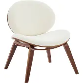 Sweeek Relaxfauteuil met gebogen hout en gestructureerde badstof afwerking Walnoot