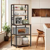 Songmics Keukenplank – Staand – Magnetronrek – 6 Planken – 6 Haken – Stevig