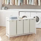 Songmics Wasmand – 4 Compartimenten – Wasverzamelaar – Met Plank – Wasbox – Slim Design