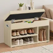Songmics Schoenenbank – Met Opbergruimte – Gestoffeerd – Comfortabele Zitplek