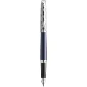 Waterman Hémisphère vulpen | Metaal-blauwe lak met palladium detail | Gebeitelde dop | Roestvrij staal fijne penpunt