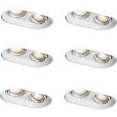 QAZQA Set van 6 afgeronde inbouwspots wit GU10 50mm 2-lichts - Hubs