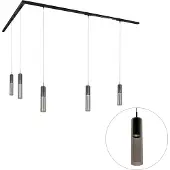 QAZQA Modern railsysteem met 5 hanglampen zwart 1-fase - Iconic Lloyd