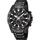 Festina quartz zwart heren horloge met zwarte wijzerplaat & roestvrij stalen band