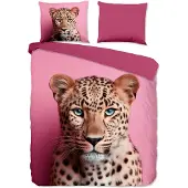 Pure dekbedovertrek Leona luipaard - roze - microvezel - 200x220