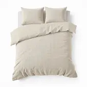 Royal Textile Teddy dekbedovertrek Check onderkant microvezel - crème - 2-persoons (200x220 + 2st 60x70cm)