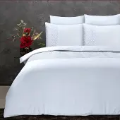 Sleeptime dekbedovertrek Crossline velvet - wit - microvezel - 2-persoons (200x220 + 2st. 60x70 cm)