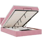 vidaXL Ottoman bed met matras en LED's 140x190cm fluweel roze