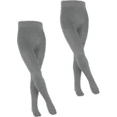 Falke Family 2-Pack dun eenkleurig katoen multipack panty kinderen grijs - maat 80-92