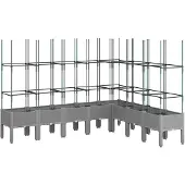 vidaXL Plantenbak met latwerk 200x160x142,5 cm polypropeen lichtgrijs