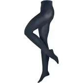 Esprit Plain verstevigd zachte comfort tailleband katoen wol panty dames blauw - maat 40-42