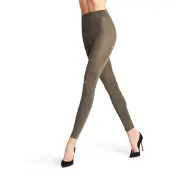 Falke Softmerino eenkleurig wol katoen legging dames groen - maat 44-46