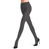 Falke Needlepoint eenkleurig katoen wol panty dames grijs - maat 36-38