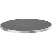 Oviala - Rond zwart marmeren tafelblad met zilveren rand 60 cm - Montmartre