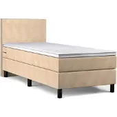 Beddenbriljant Boxspring Bravo - 80 x 220 cm - Luxe Pocketvering - Stof Beige - Inclusief Topmatras - 1-Persoons
