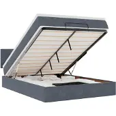 vidaXL Ottomanbed met matras en LED-verlichting, donkergrijs, 140x200 cm, fluweel