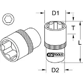 Ks Tools 911.1223, Doppen, 1/2", Metrisch/inch, 1 kop, 23 mm, 1/2"