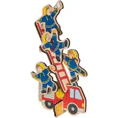 Intex Puzzel: DE BRANDWEER 30x21x0,8cm, 9-delig, hout, puzzelstukjes blijven rechtop staan, 2+