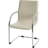 Mendler Samara eetkamerstoel, vrijdragende keukenstoel, fauteuil, staal ~ crème