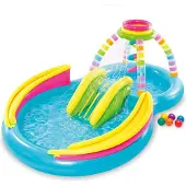 Intex Inflatable Pool Rainbow Games With Slide 206l 2.95x1.91x1.09 Cm Veelkleurig Kinderen