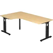 Hjh OFFICE PRO MEGA 82 S - Hout C Voet zilver 200 x 120 Esdoorn/Zilver Tafelhoogte I In hoogte verstelbaar
