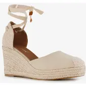 Blue Box dames sleehak espadrilles met strik beige maat 37