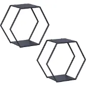 En.casa Wandrek Tand 2-delig wandplankenset zwart 32x37x19 cm []