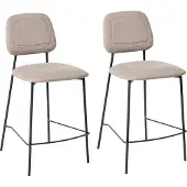 Beliani DUETTE - Barkruk set van 2 - Taupe - Kunstlinnen