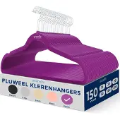 SereneLife Kleerhangers, Fluwelen Hangers, Antislip Duurzame Kledinghangers Set-150 Stuks, Met 360° Draaihaak