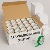 Roly 36x AAA Coating Sublimatie Mokken – Inclusief Witte Doosjes & Hittebestendige Tape